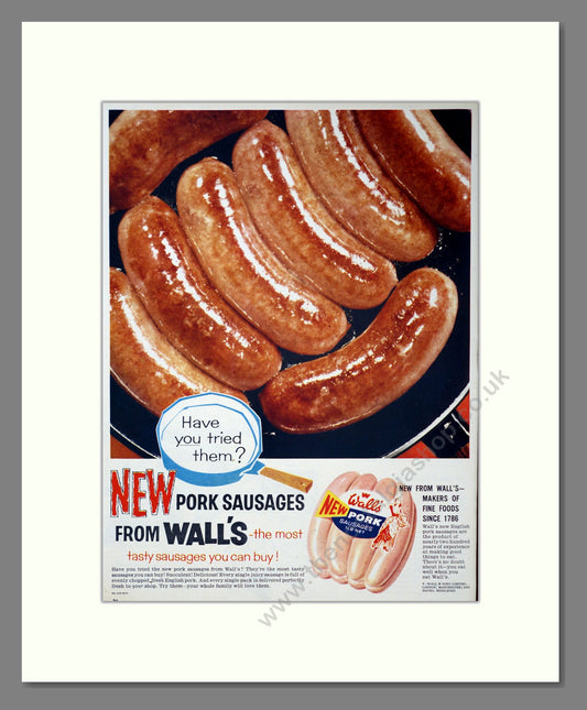 Wall's Pork Sausages. Vintage Advert 1961 (ref AD304017)