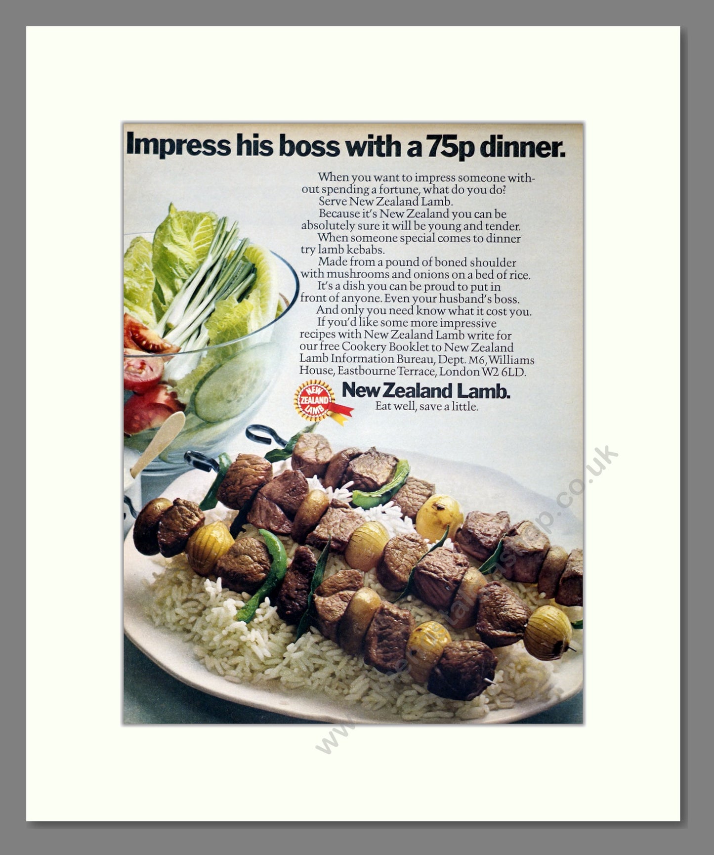 New Zealand Lamb. Vintage Advert 1972 (ref AD304039)