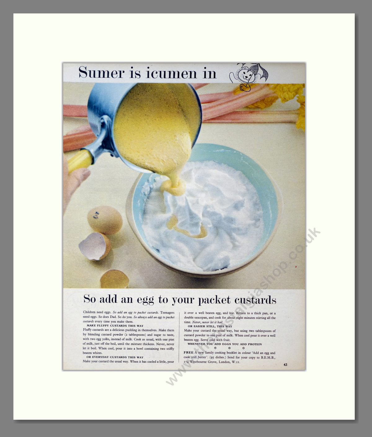 Eggs. Vintage Advert 1960 (ref AD304042)