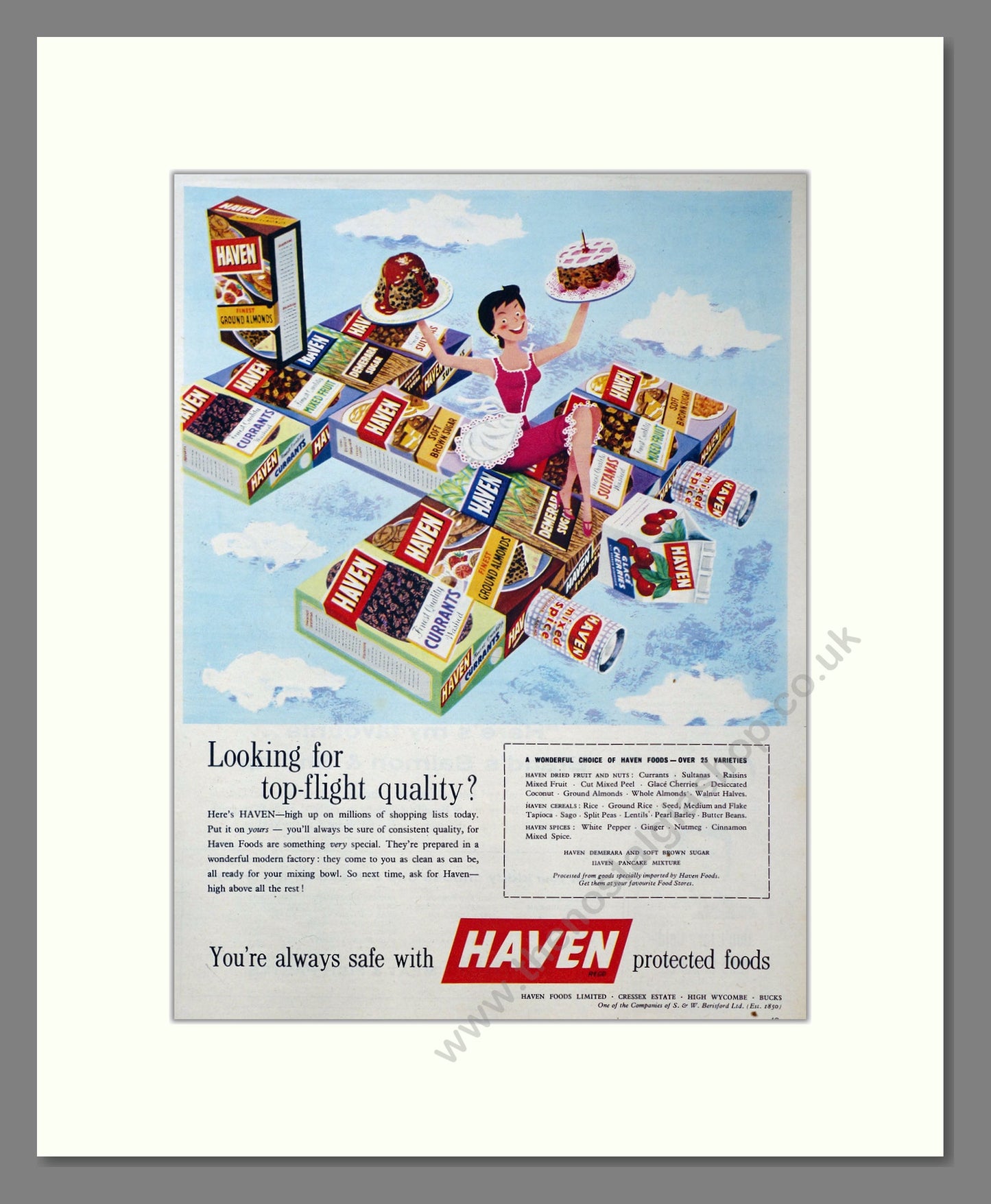 Haven Protected Foods. Original Advert 1958 (ref AD304045)