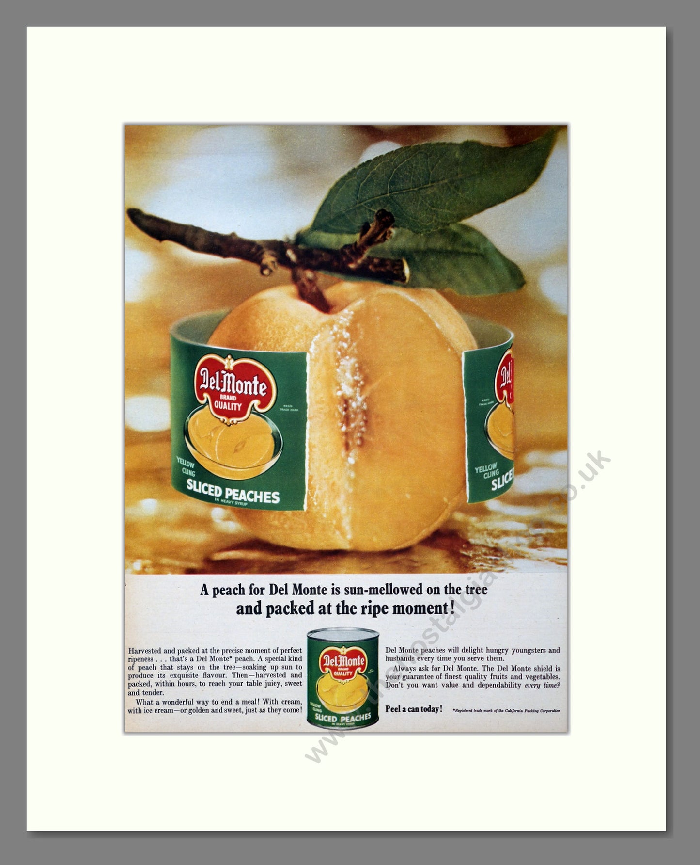 Del-Monte Peaches. Original Advert 1964 (ref AD304053)