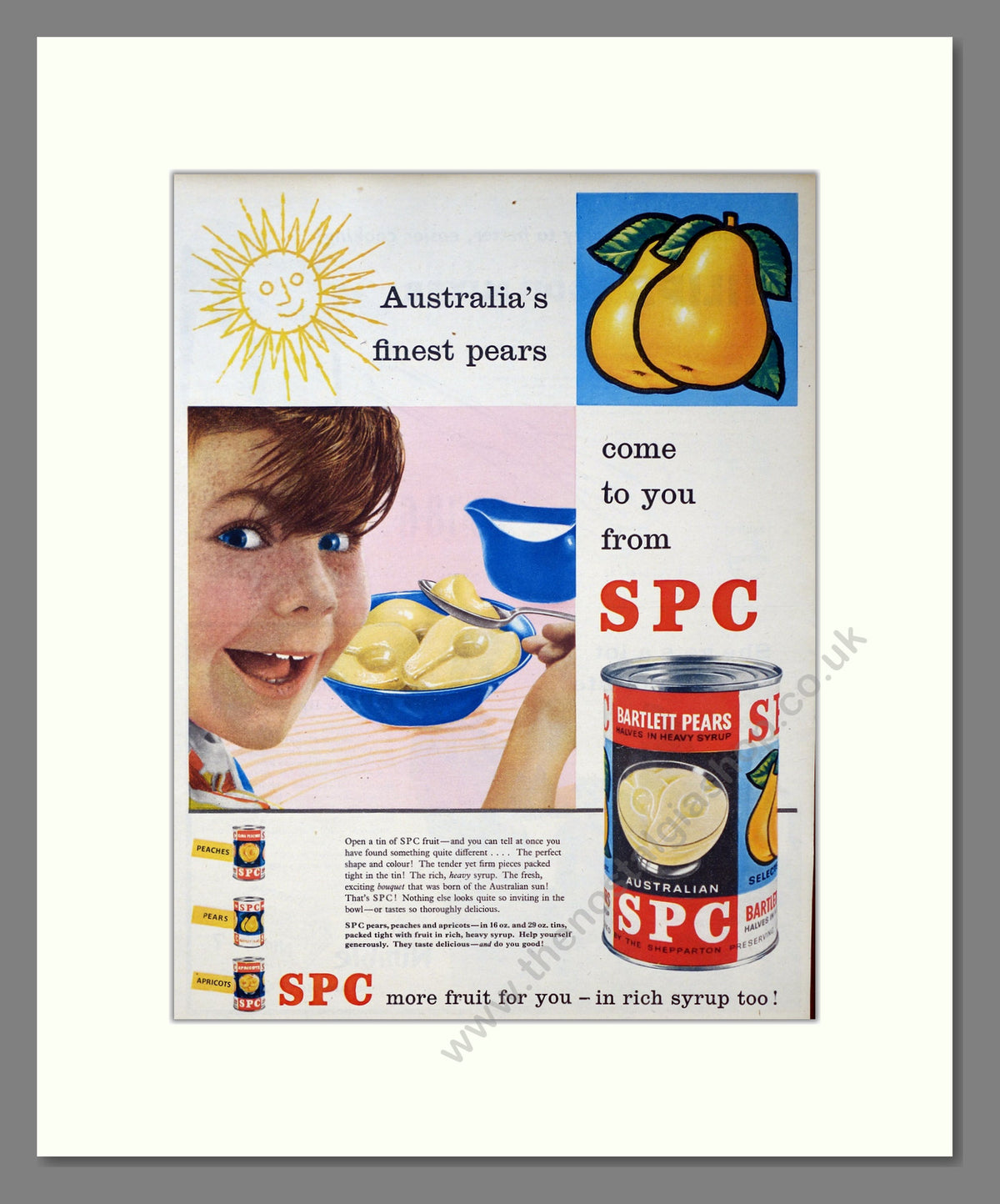 Australian Canned Pears. Vintage Advert 1959 (ref AD304085)