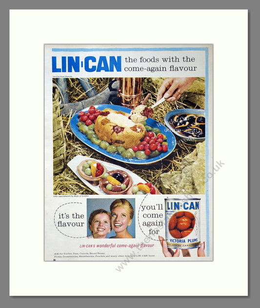 Lin-Can Victoria Plums. Vintage Advert 1959 (ref AD304087)