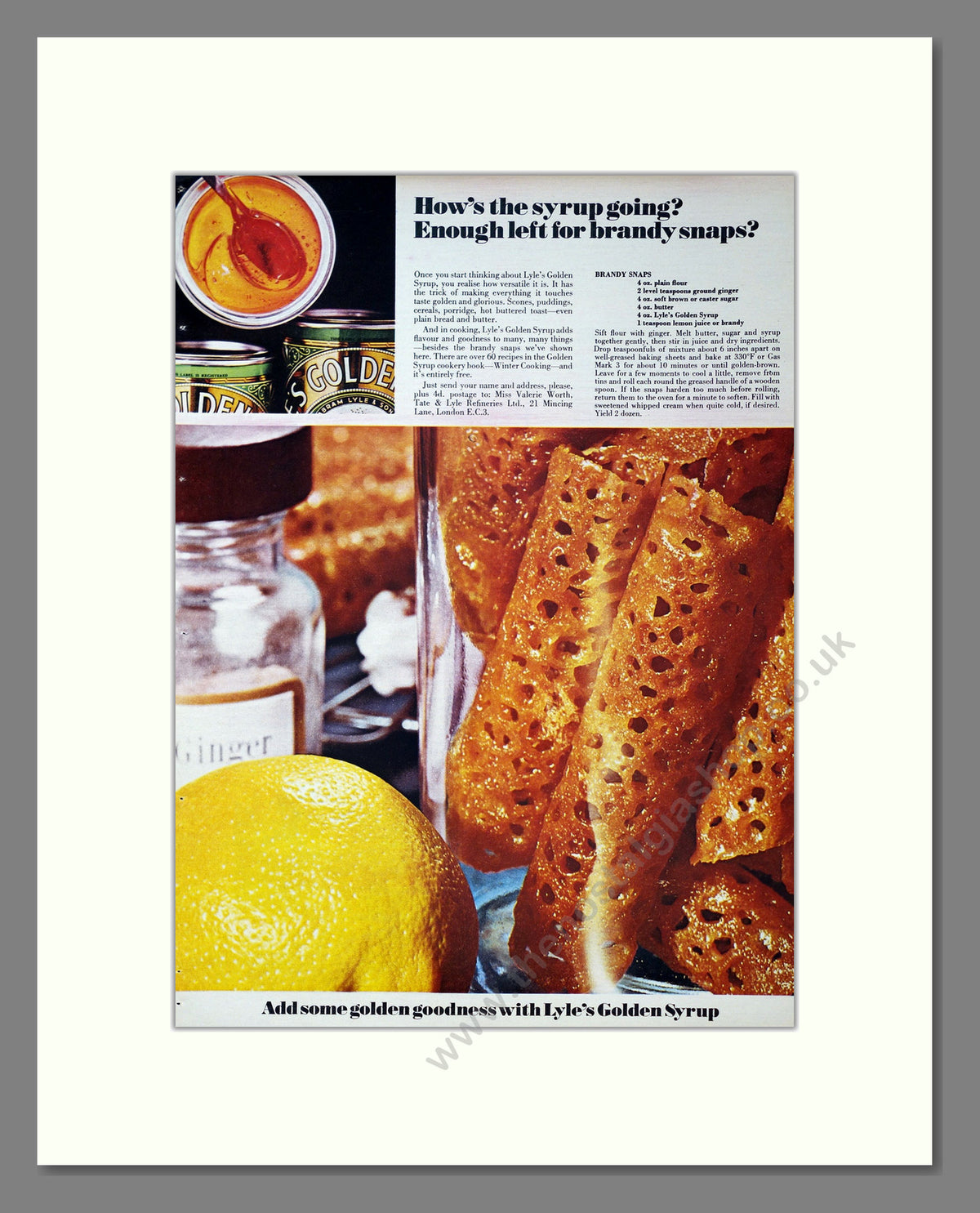 Lyle's Golden Syrup. Vintage Original Advert 1968 (ref AD304140)