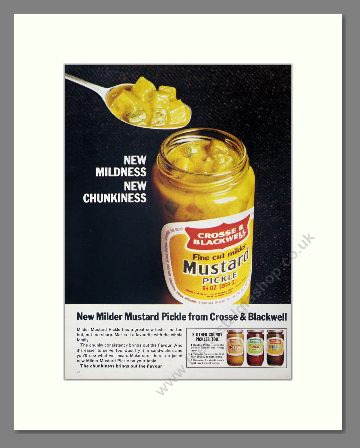 Crosse & Blackwell Mustard Pickle. Vintage Original Advert 1967 (ref AD304141)