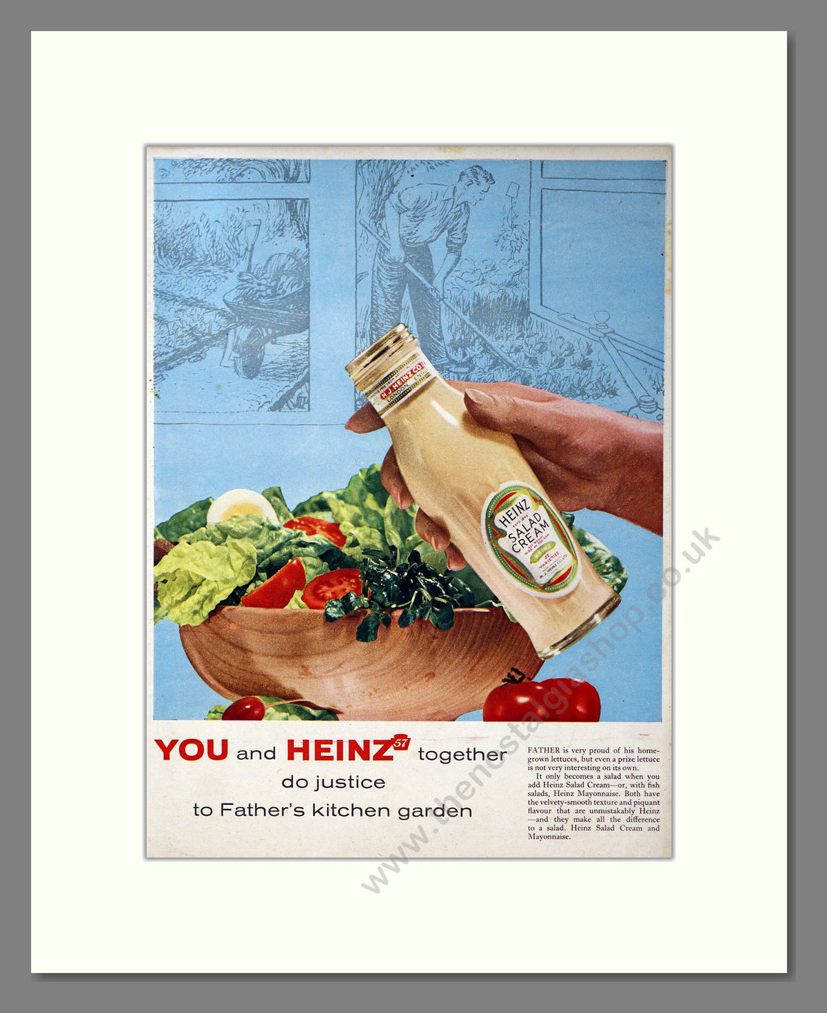 Heinz Salad Cream. Vintage Original Advert 1957 (ref AD304144)