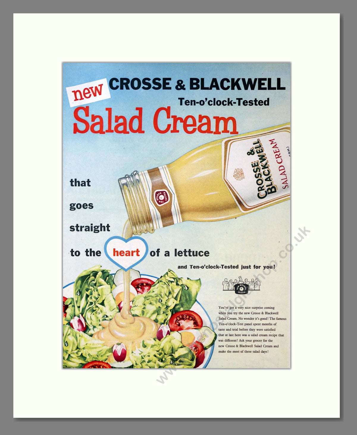 Cross & Blackwell Salad Cream. Vintage Original Advert 1957 (ref AD304146)