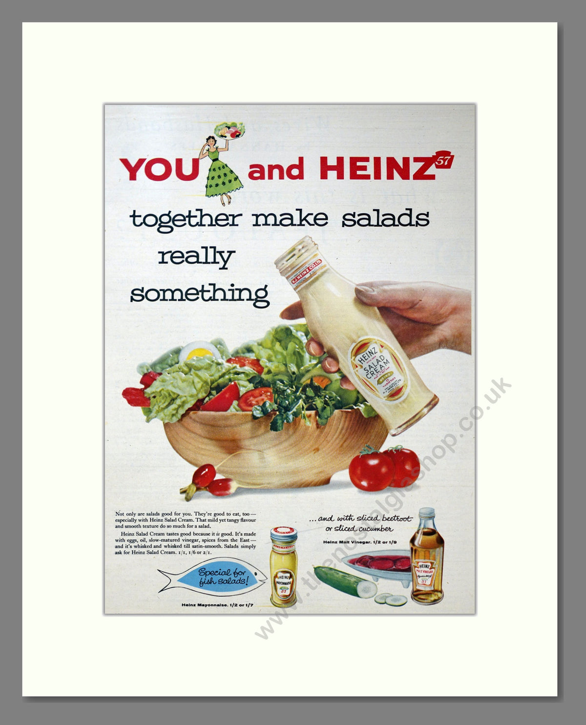 Heinz Salad Cream. Vintage Original Advert 1958 (ref AD304145)