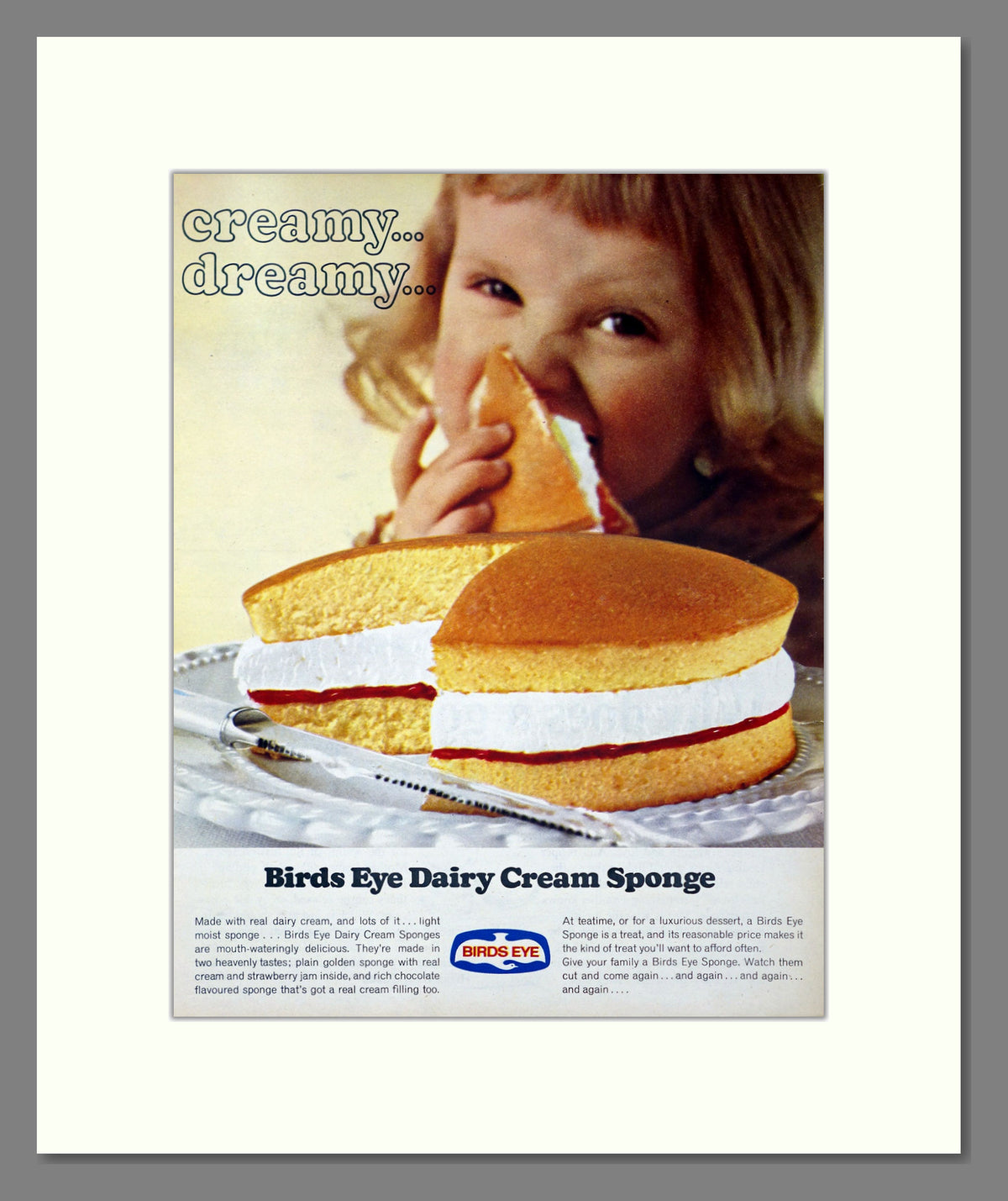 Birds Eye Dairy Cream Sponge. Vintage Original Advert 1966 (ref AD304151)
