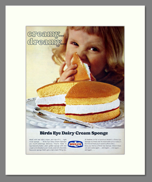 Birds Eye Dairy Cream Sponge. Vintage Original Advert 1966 (ref AD304151)