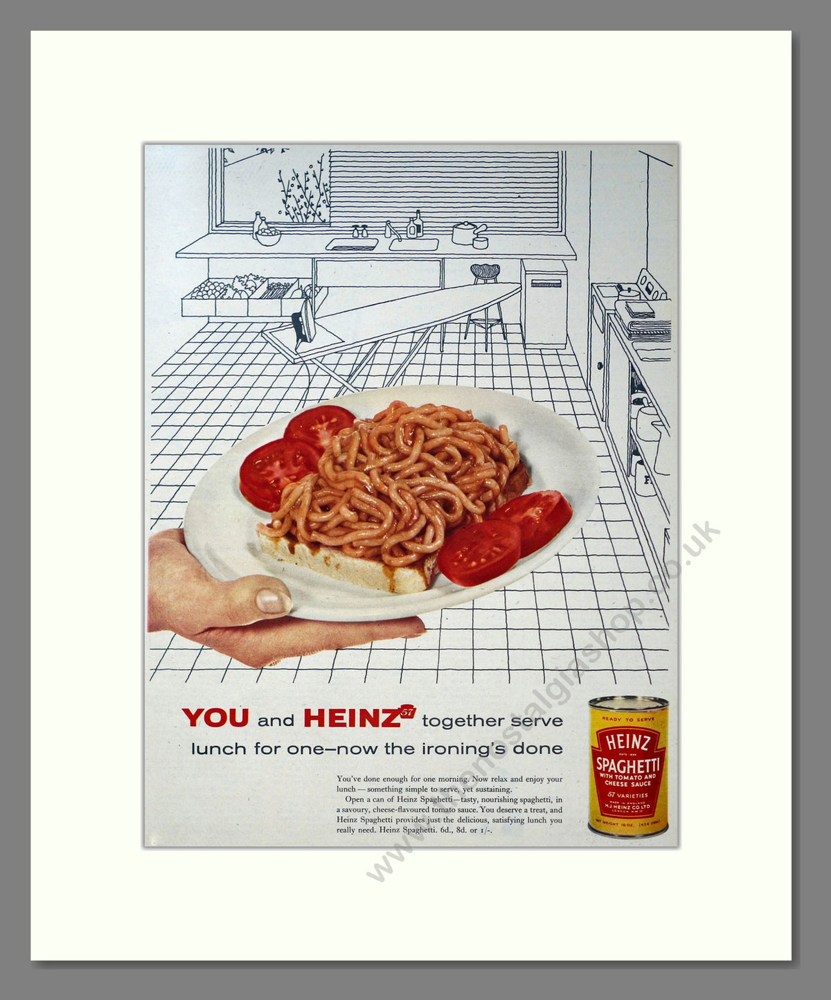 Heinz Spaghetti. Vintage Original Advert 1957 (ref AD304158)