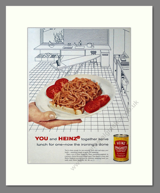 Heinz Spaghetti. Vintage Original Advert 1957 (ref AD304158)