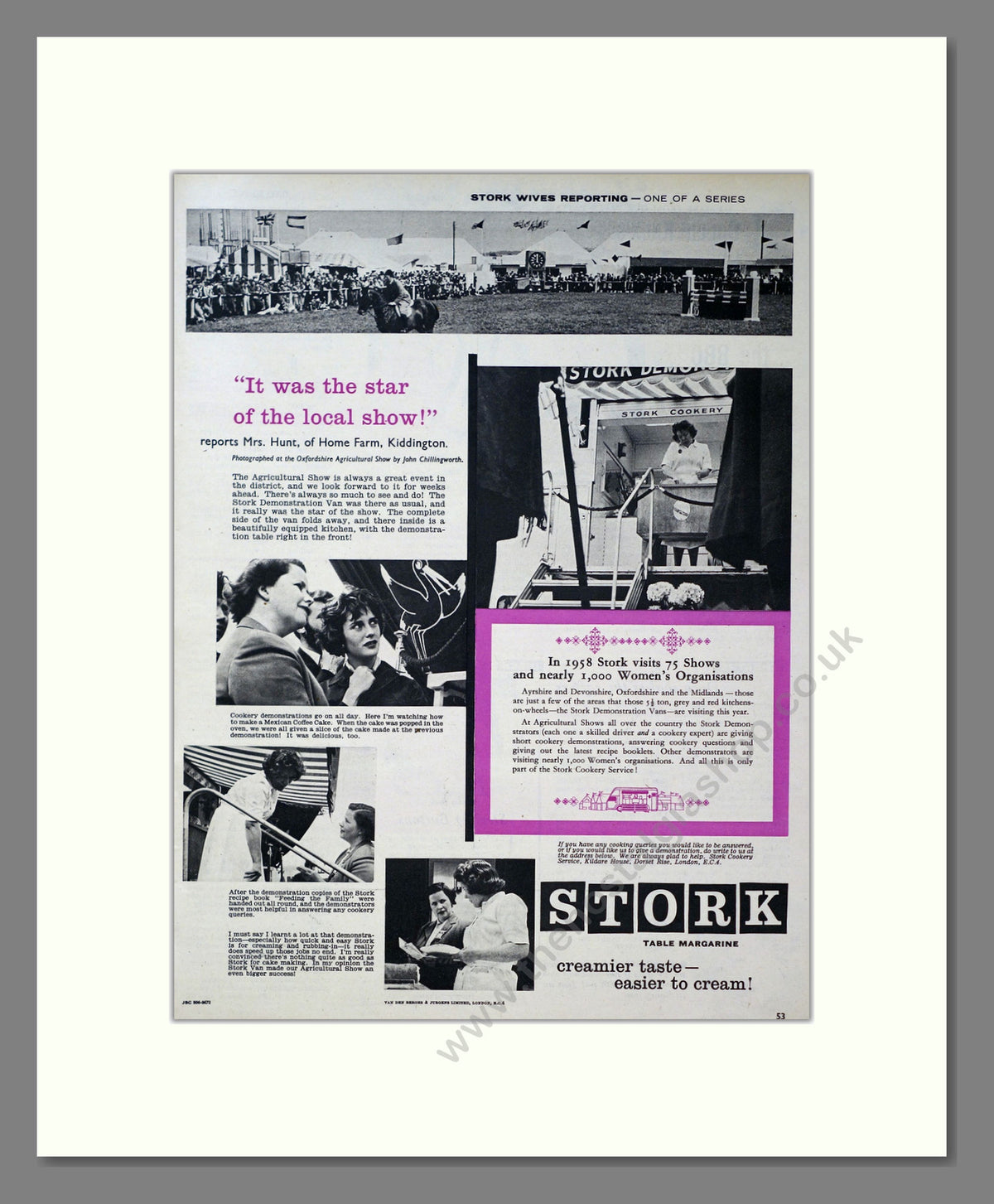 Stork Margarine. Vintage Original Advert 1958 (ref AD304165)
