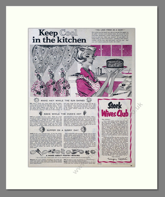 Stork Margarine. Stork Wives Club. Vintage Original Advert 1957 (ref AD304166)