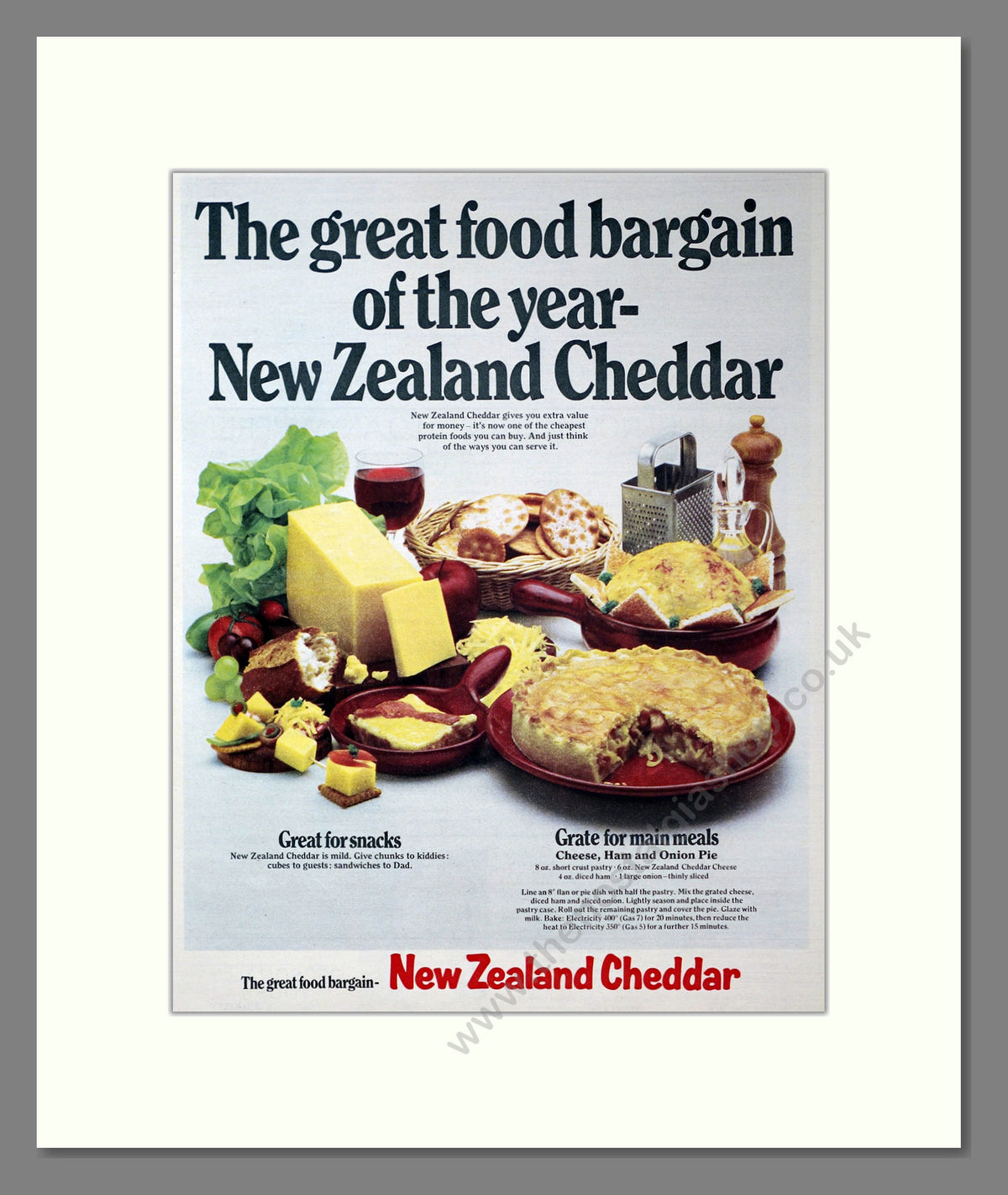 New Zealand Cheddar Cheese. Vintage Original Advert 1968 (ref AD304183)