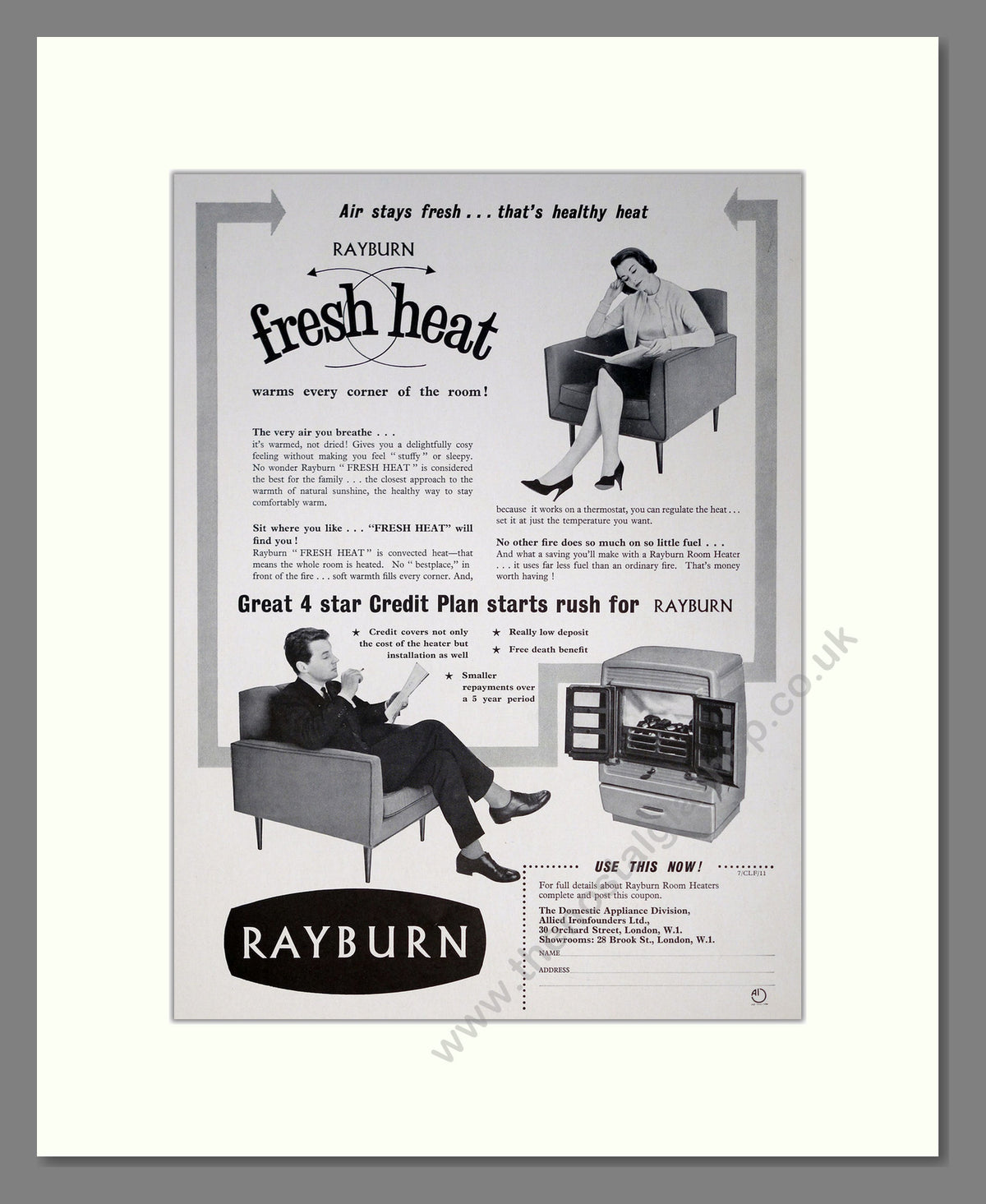 Rayburn Room Heaters. Original Advert 1959 (ref AD304062)