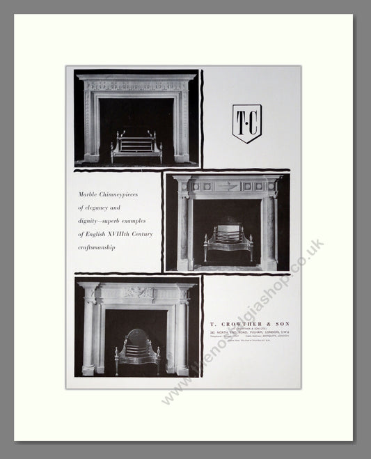 T. Crowther & Son Mantlepieces. Original Advert 1960 (ref AD304064)