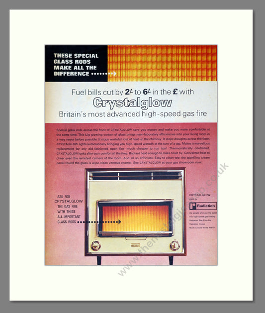 Crystalglow Gas Fire by Radiation. Original Advert 1964 (ref AD304066)