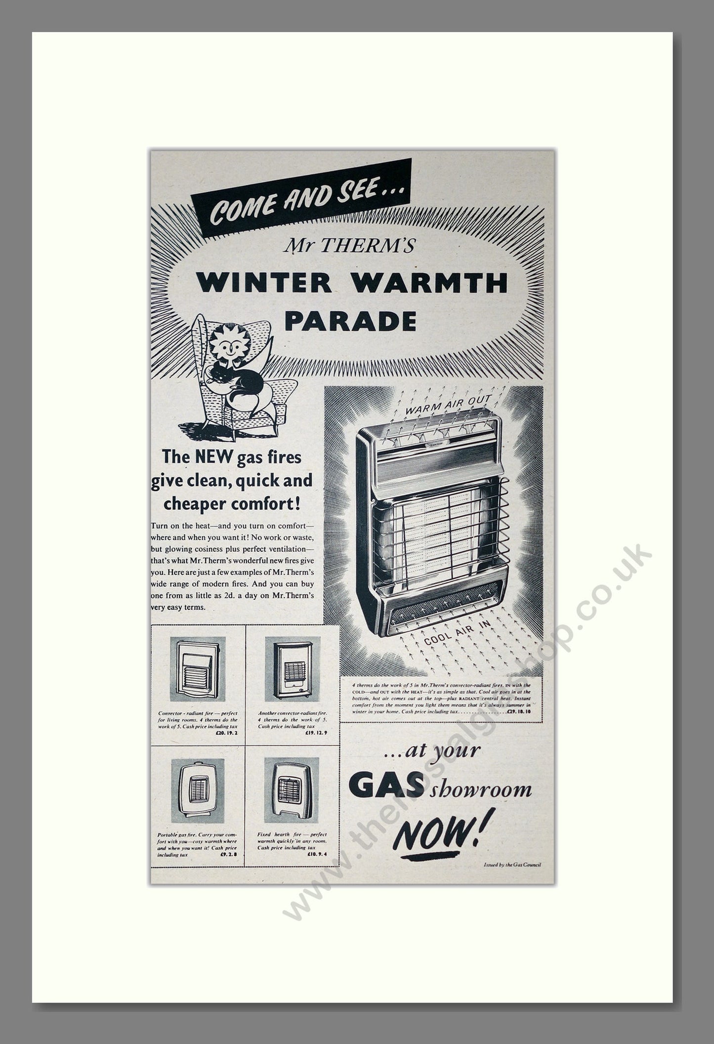 Mr Therm's Gas Fires. Original Advert 1957 (ref AD304067)