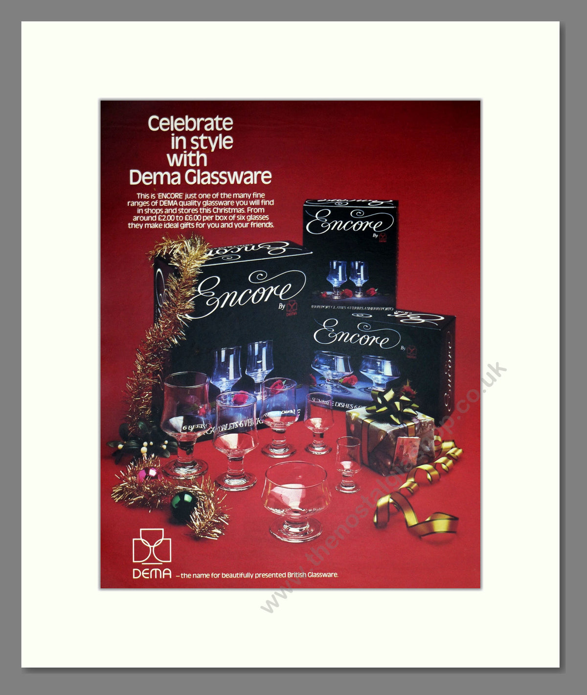 Encore Glassware by Dema. Original Advert 1977 (ref AD304074)