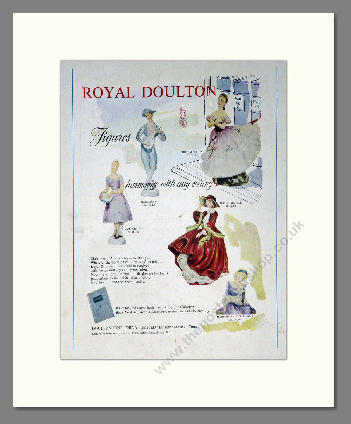 Royal Doulton Figures. Original Advert 1958 (ref AD304081)