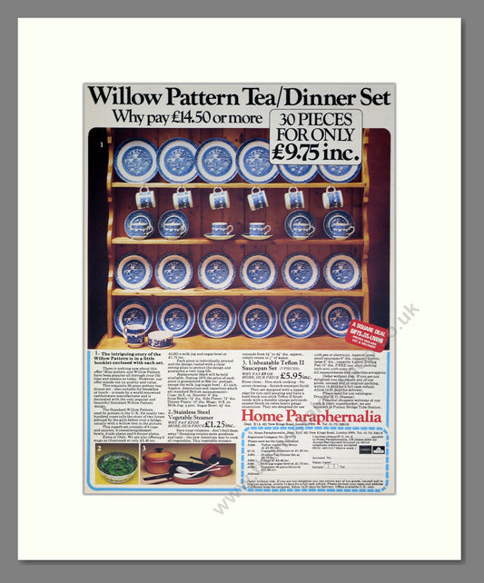 Willow Pattern Tea/Dinner Set. Original Advert 1975 (ref AD304103)