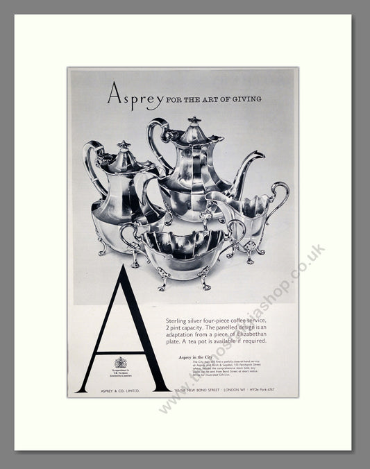 Asprey Sterling Silver Coffee Service. Original Advert 1963 (ref AD304105)