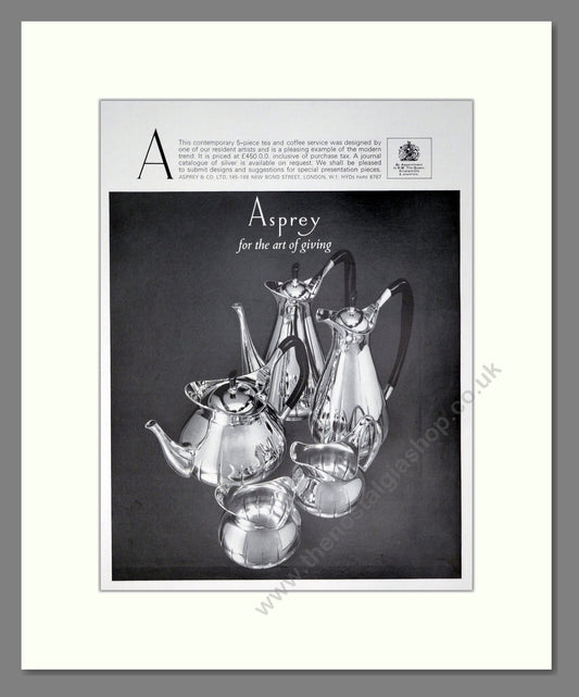 Asprey Sterling Silver Coffee Service. Original Advert 1967 (ref AD304106)