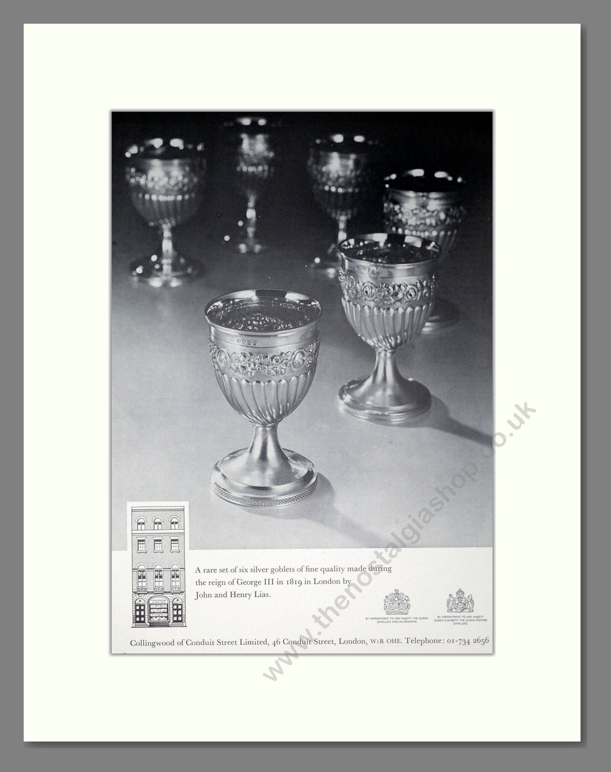 John and Henry Lias Silver Goblets. Original Advert 1973 (ref AD304107)