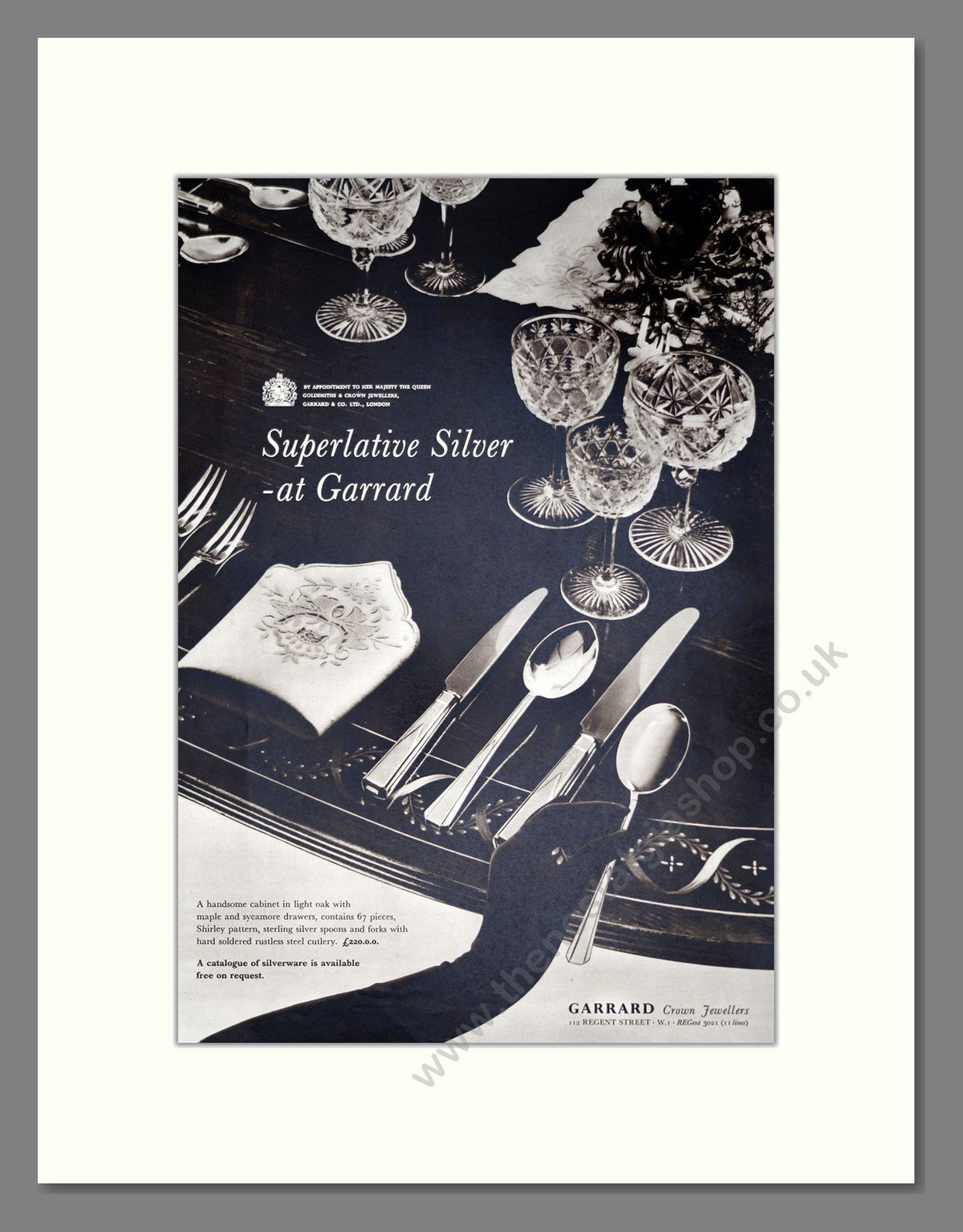 Garrard Silver Cutlery Set. Original Advert 1961 (ref AD304111)