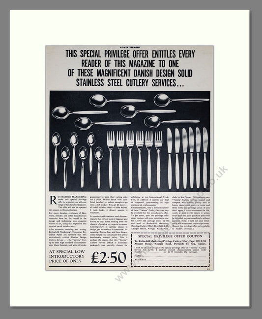 Danish Stainless Steel Cutlery Set. Original Advert 1973 (ref AD304112)