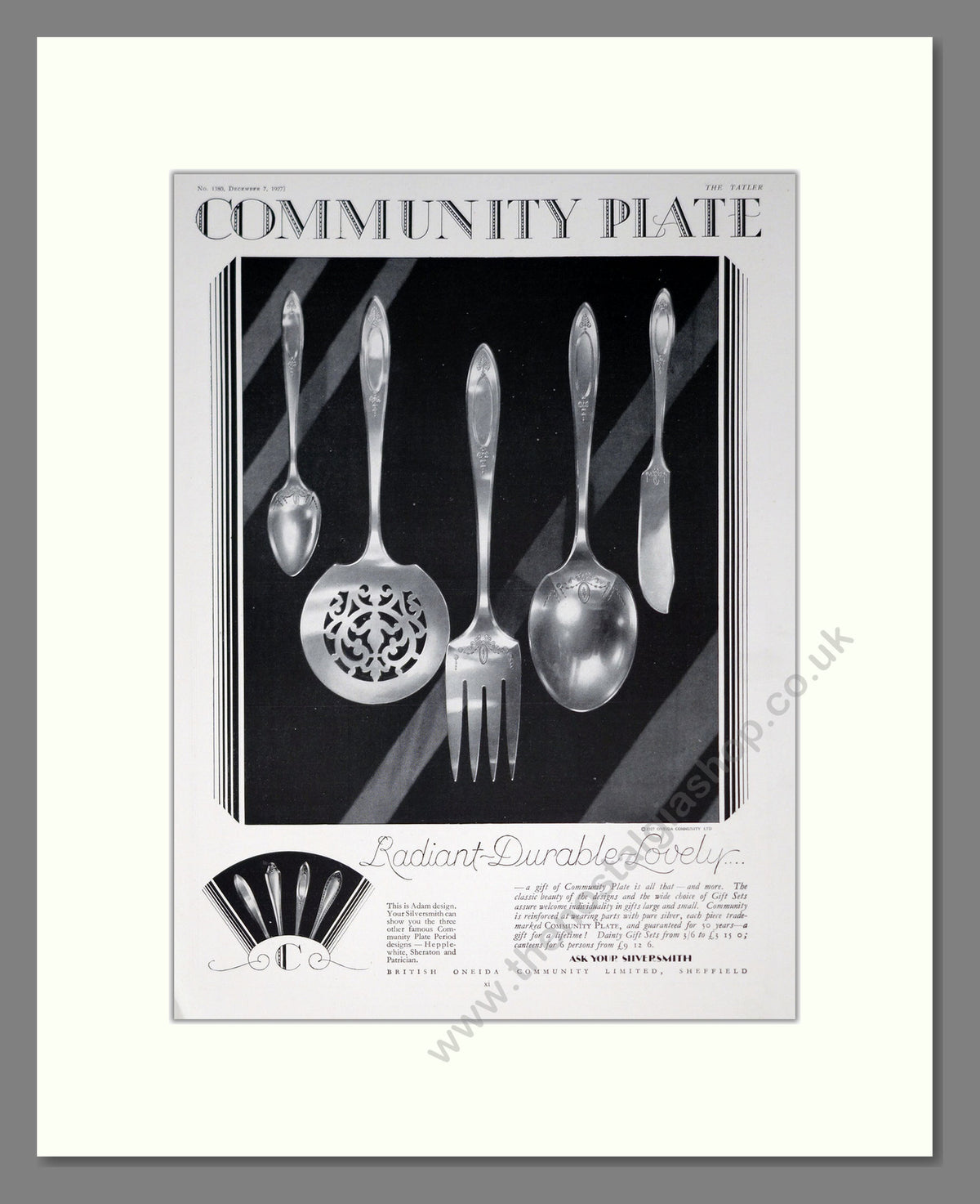 British Oneida Community Ltd, Sheffield Cutlery. Original Advert 1927 (ref AD304120)
