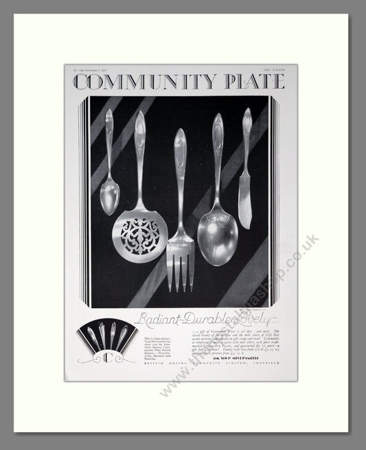 British Oneida Community Ltd, Sheffield Cutlery. Original Advert 1927 (ref AD304120)