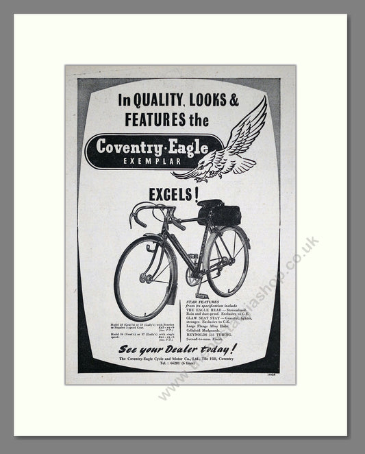 Coventry Eagle Exemplar Bicycle. Original Advert 1952 (ref AD68852)