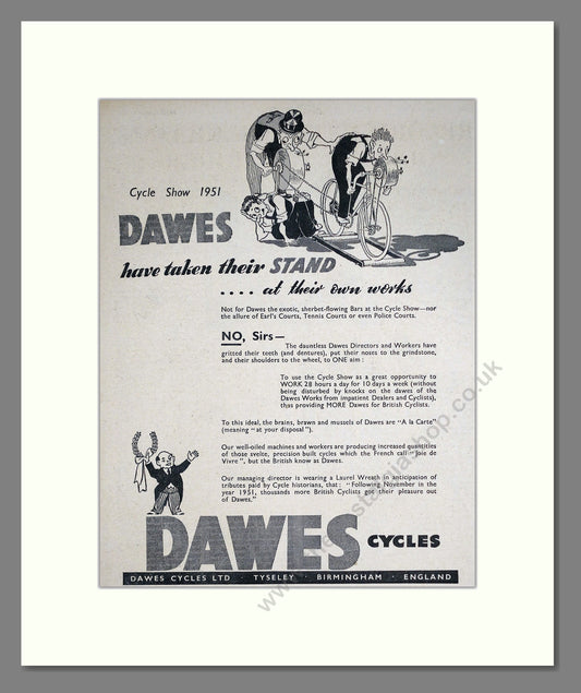 Dawes Cycles. Original Advert 1951 (ref AD68863)