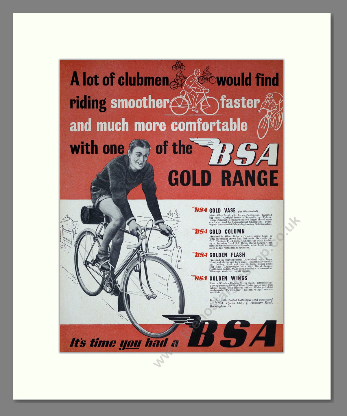 BSA Cycles. BSA Gold Range. Original Advert 1951 (ref AD68875)