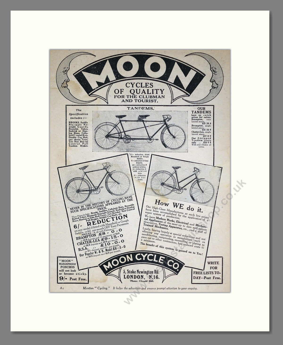 Moon Cycles. Original Advert 1927 (ref AD68881)