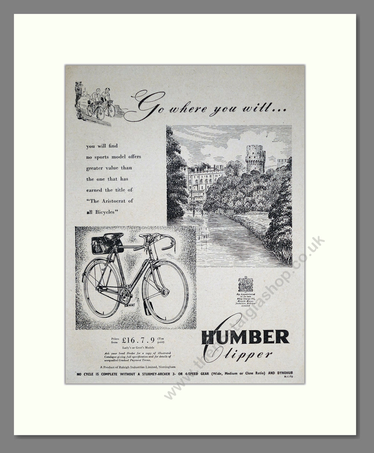 Humber Clipper Cycle. Original Advert 1954 (ref AD68891)