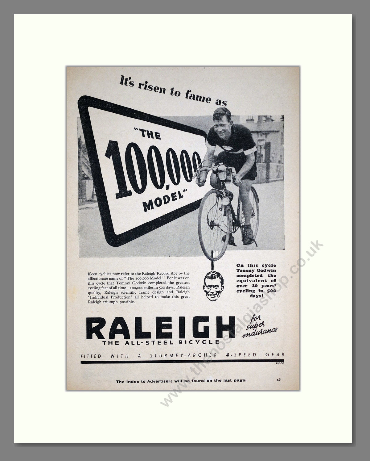 Raleigh All Steel Cycle. Original Advert 1940 (ref AD68905)