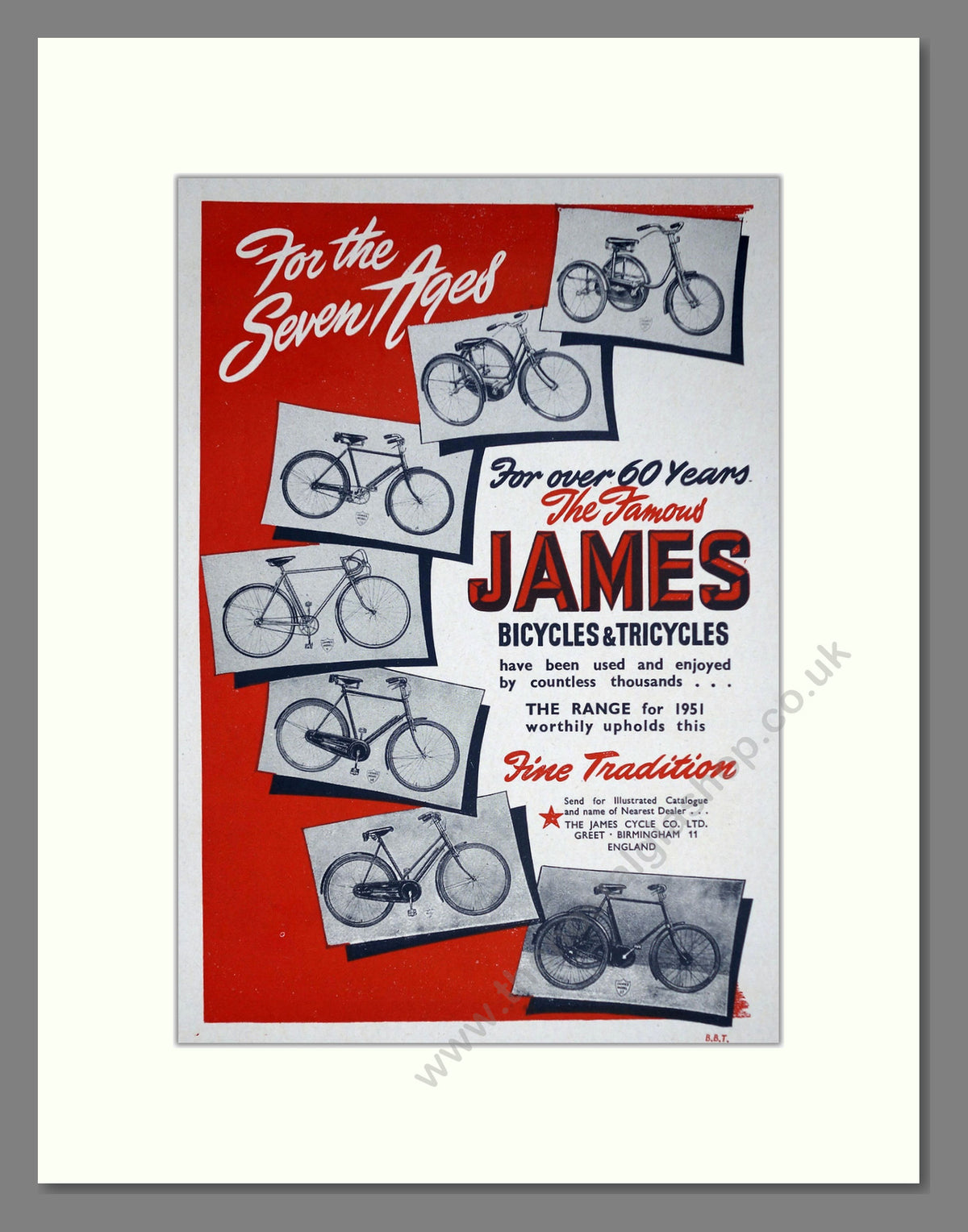 James Cycle Range. Original Advert 1951 (ref AD69013)