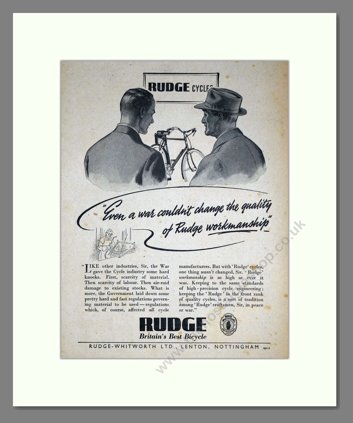 Rudge Cycles. Original Advert 1945 (ref AD69048)