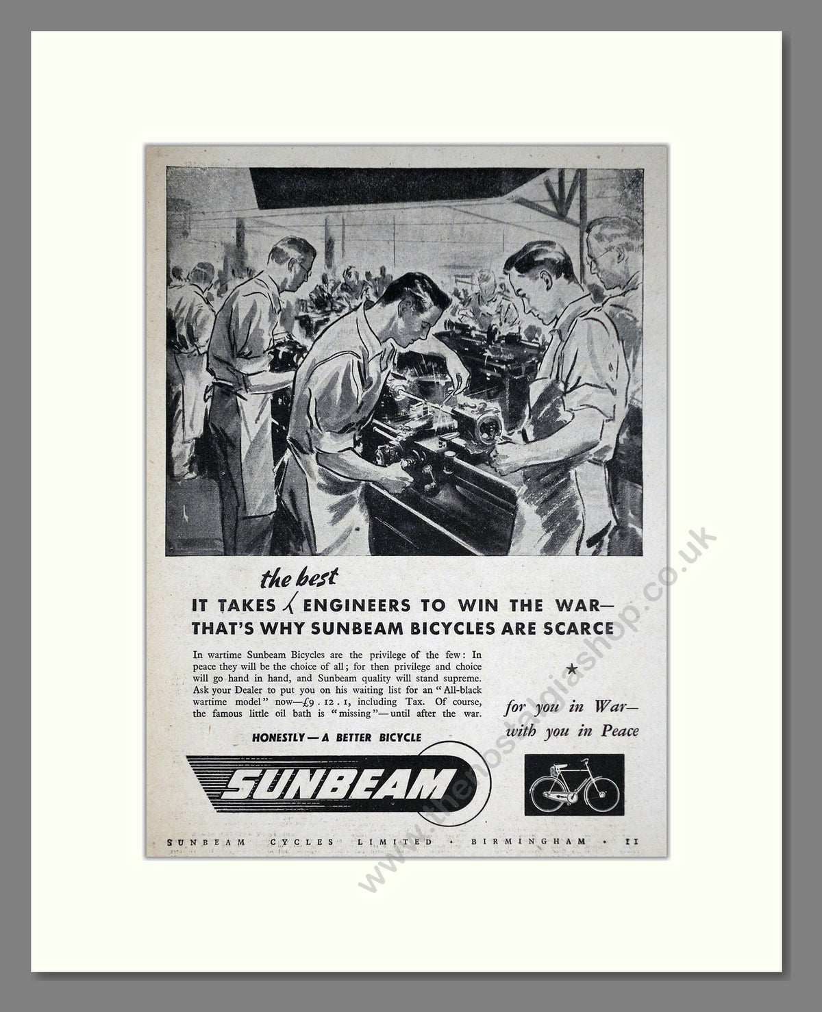 Sunbeam Cycles. Original Advert 1945 (ref AD69055)
