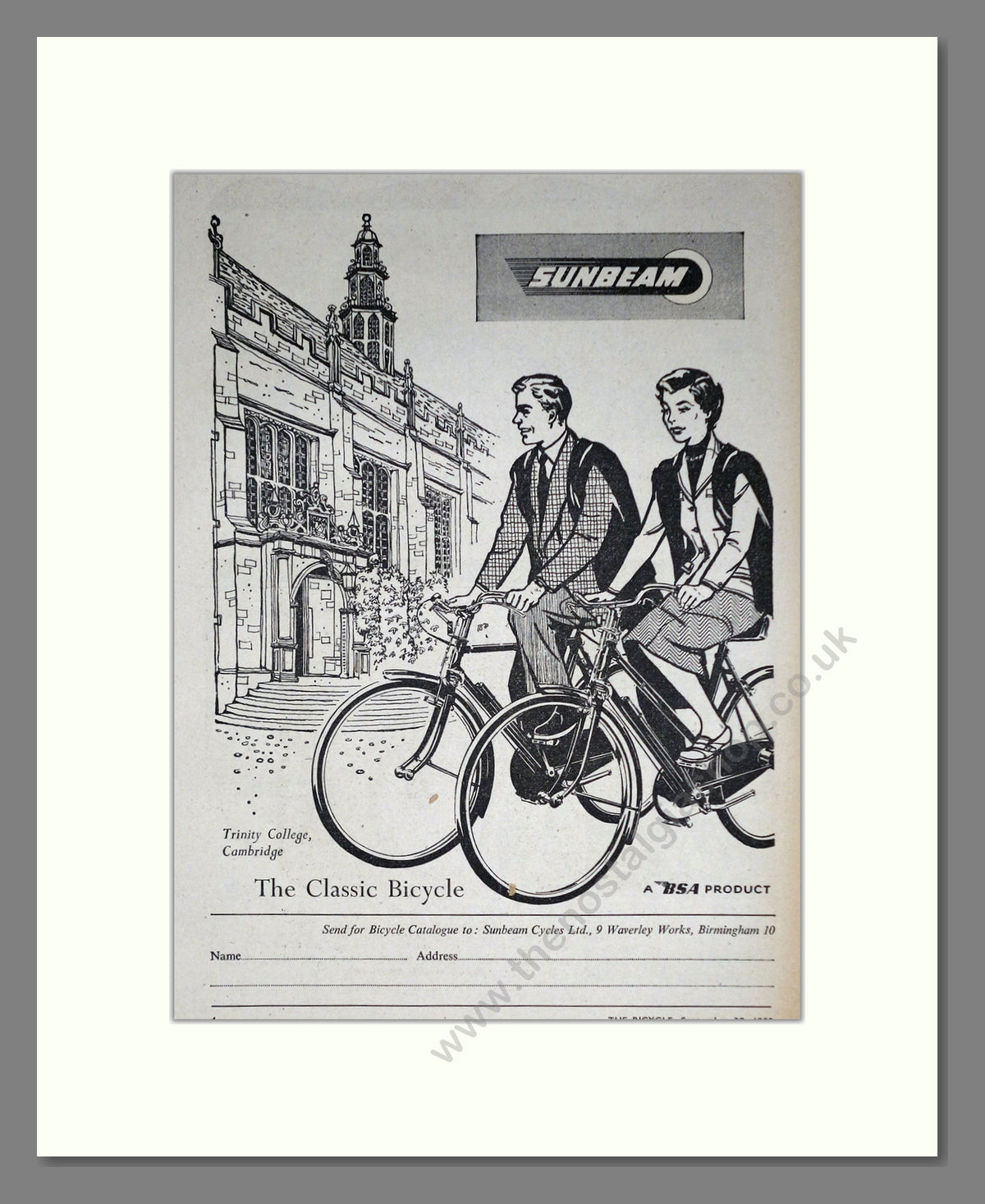 Sunbeam Cycles. Original Advert 1953 (ref AD69072)