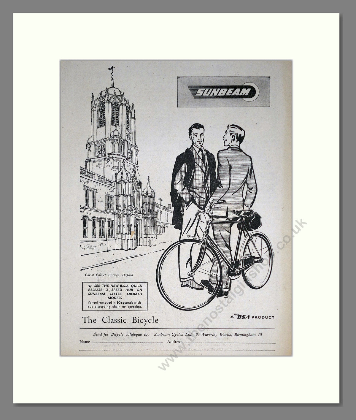 Sunbeam Cycles. Original Advert 1954 (ref AD69074)