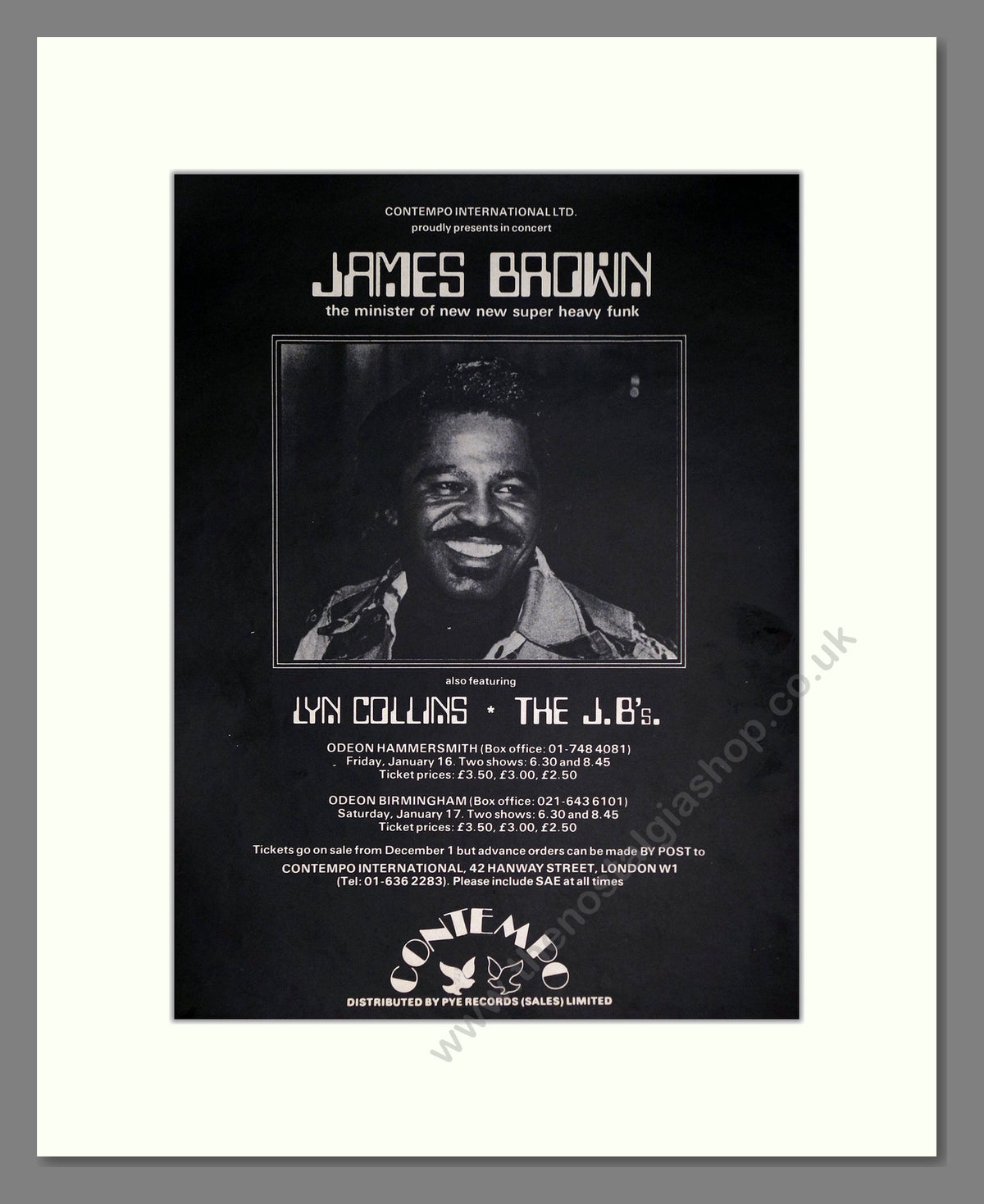 James Brown. Tour Dates. 1975 Original Advert (ref AD68942)