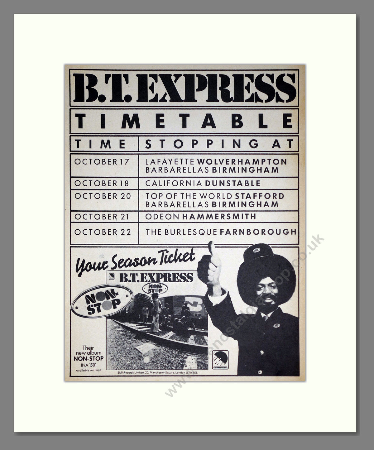 B.T. Express. Tour Dates. 1975 Original Advert (ref AD68943)