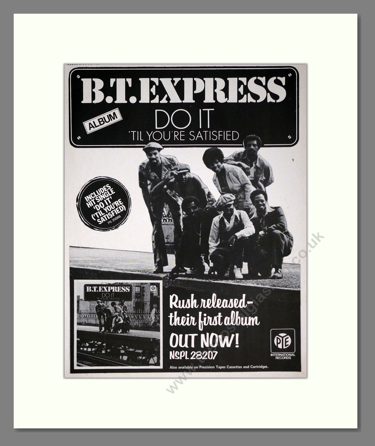 B.T. Express. Do It Till You're Satisfied, Debut Album. 1975 Original Advert (ref AD68945)