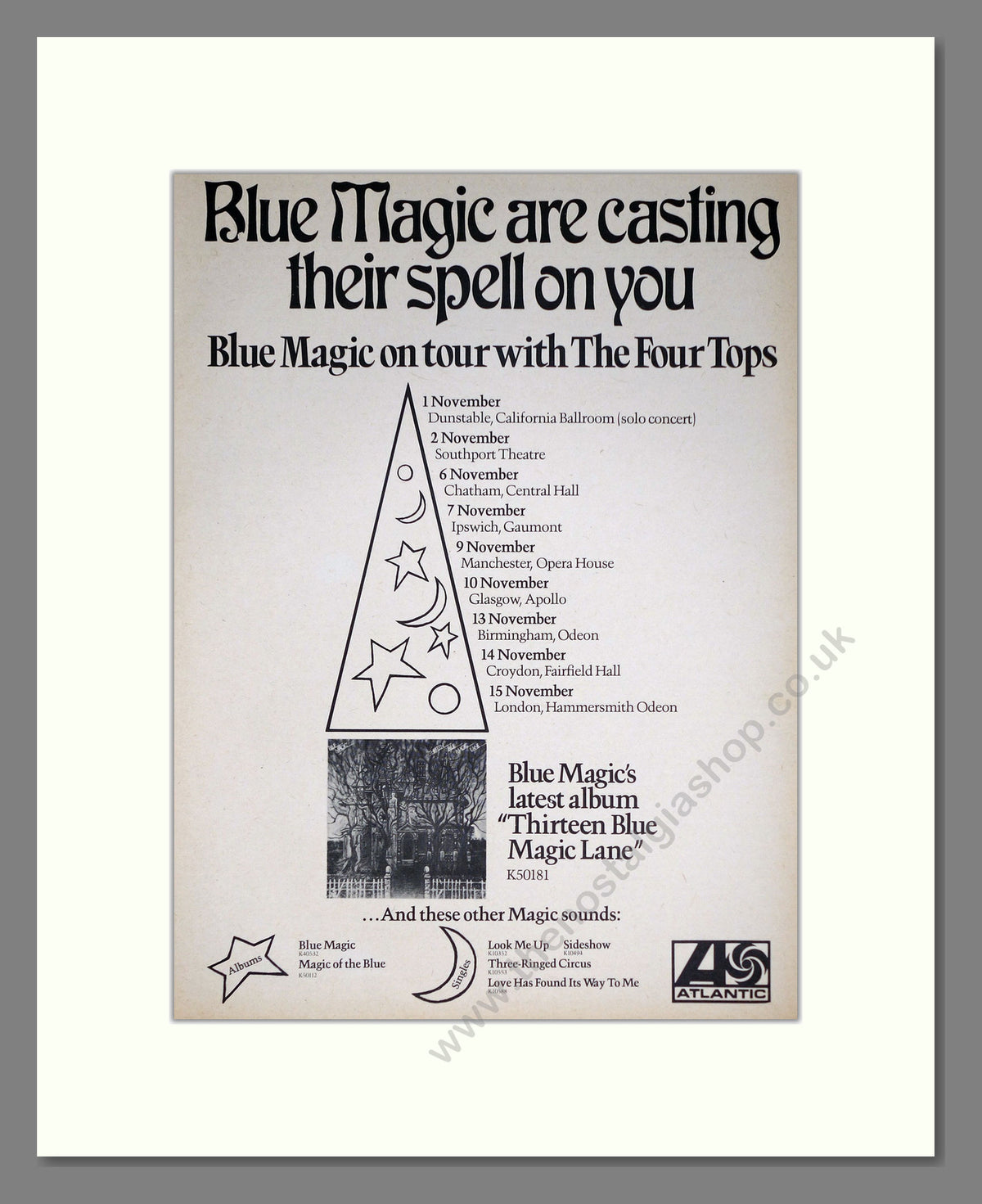 Blue Magic Touring With The Four Tops. 1975 Original Advert (ref AD68952)