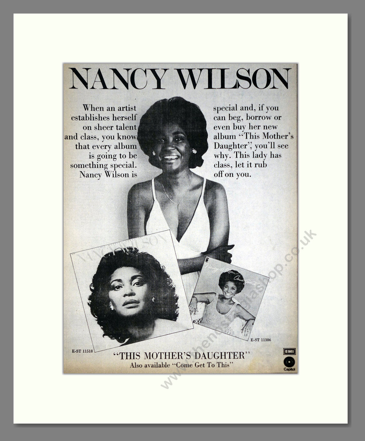 Nancy Wilson. This Mother's Daughter. 1976 Original Advert (ref AD68954)