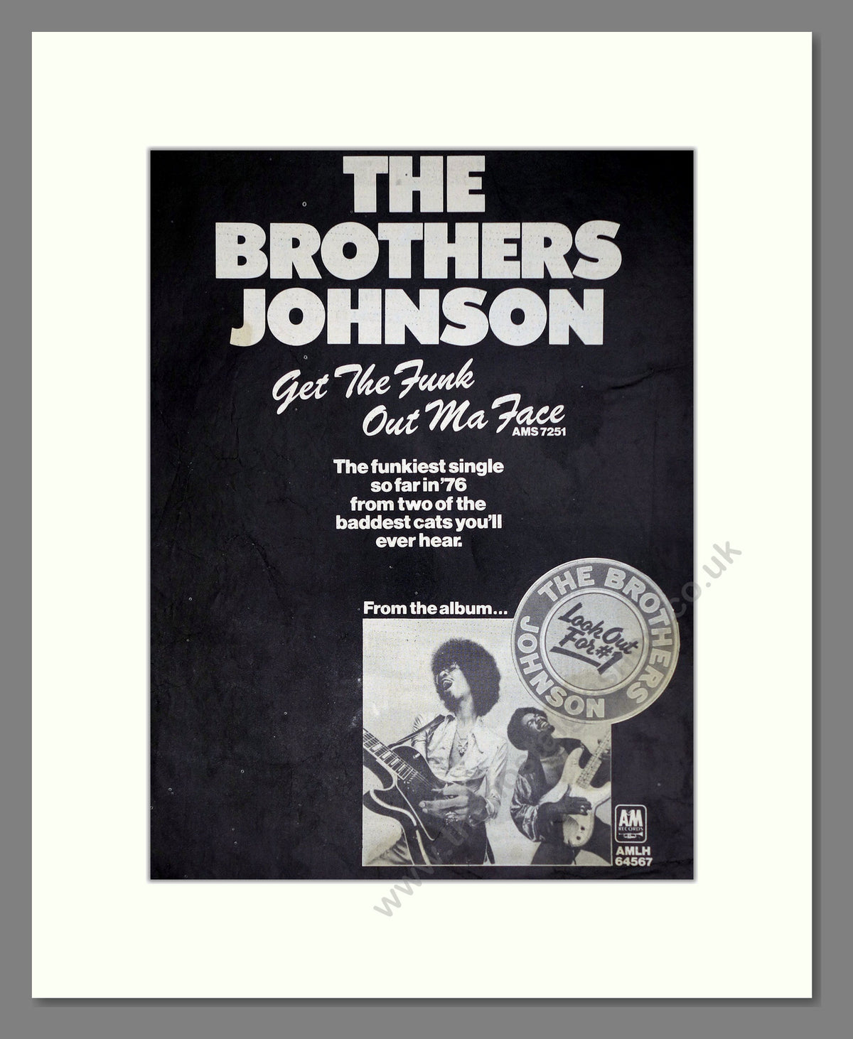 Brothers Johnson, Get The Funk Out Ma Face. 1976 Original Advert (ref AD68965)